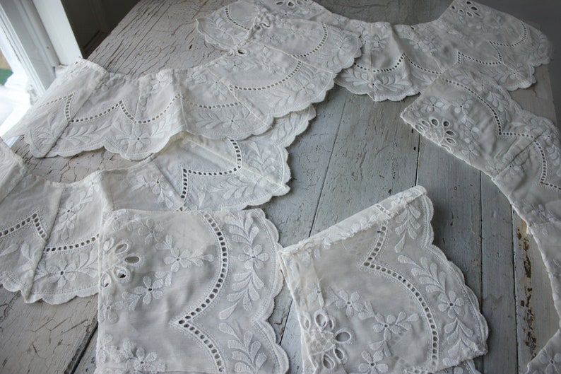Vintage White Embroidered Lace Curtain Tiebacks French light weight material for projects