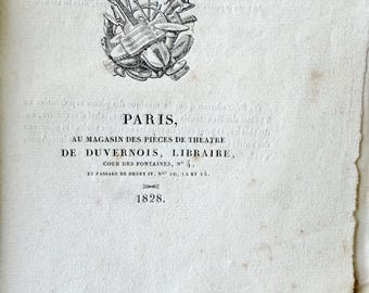 1828 French Theatre Book Dix Ans De Constance Paris Comedy Vaudeville Ephemera Antique Literature Collectible Wall Art woodblock cut