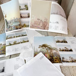 20 Zuber Wallpaper Plates Colored Scenic French Panels 20 Sheets Wall Art Rixheim Vintage Sample Paper mural vintage wallcovering