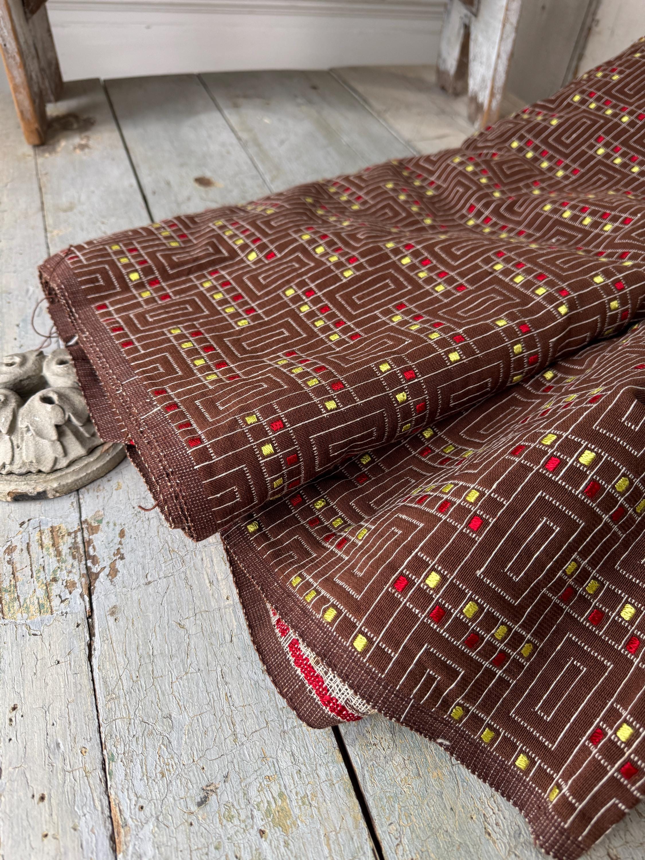 12.6yds X62 Vintage French Upholstery Fabric Mid Century MCM