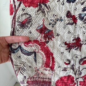 Fragment De Courtepointe Français Du 18ème Siècle – Bois Imprimé, Textile Ancien Pour Décoration