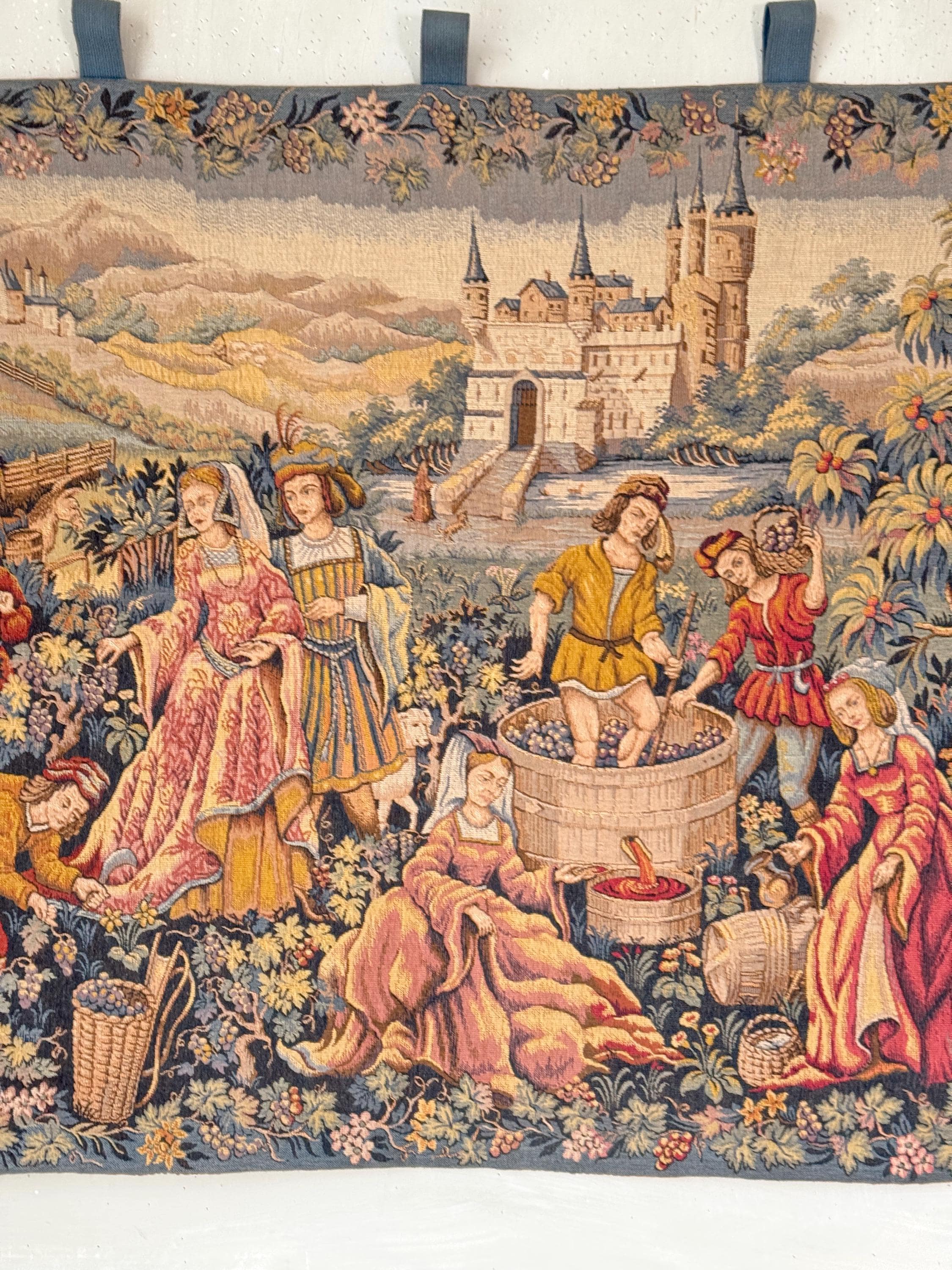48x36 Antique Style Tapestry Wall Hanging Medieval Scene Castle