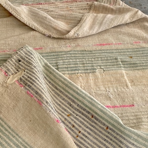 Vintage Grain sack Farmhouse Chateau Chic rustic unique handmade antique hand woven linen French country grainsack VTG Vintage Primitive