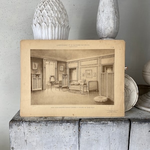 Antique French Paris interior design image for framing 1930&#39;s 30&#39;s Thirties drawing photograph sketch illustration eco-friendly