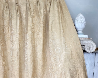 Vintage silk damask  curtain cream toned for tall ceilings drape drapes curtains 1930s - 1940's  The Textile TrunkUnique window treatment