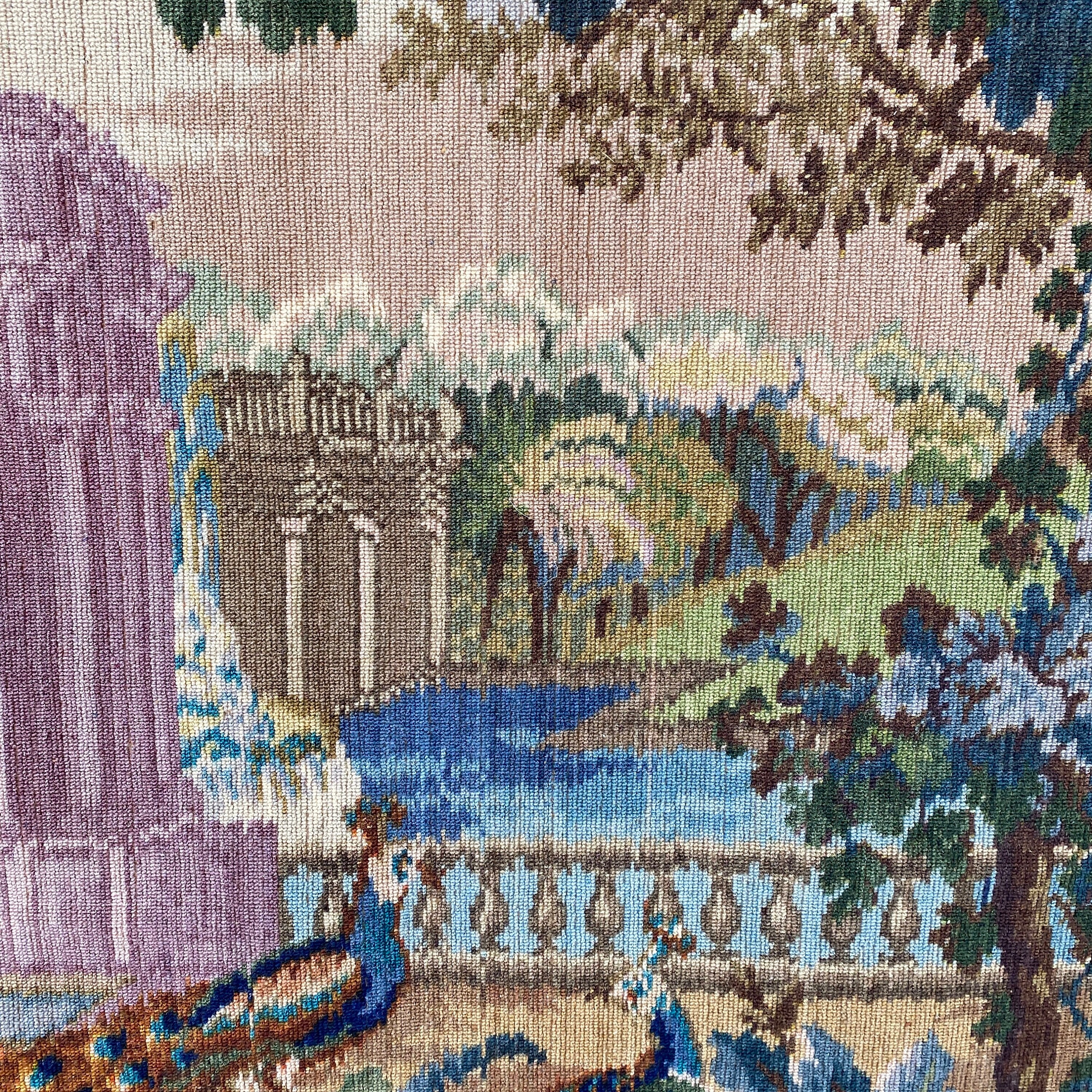 1900 Antique Peacock Woven Tapestry Textile Antique French Décor