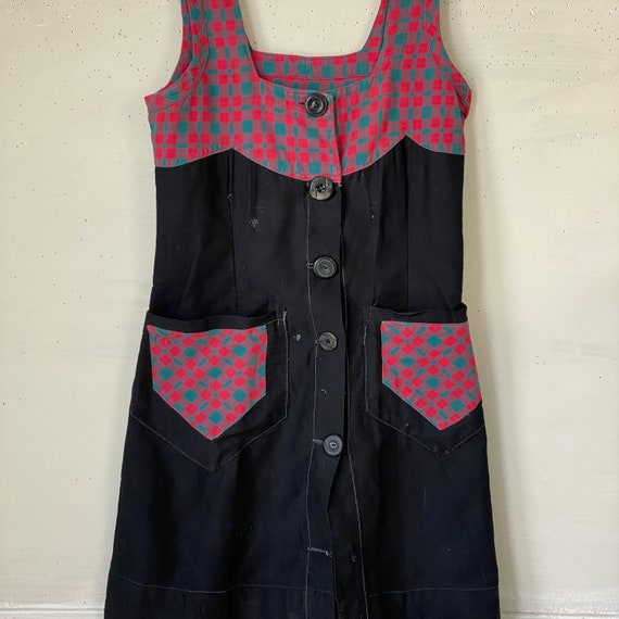 Vintage French dress small plaid and cotton CHARM… - image 3