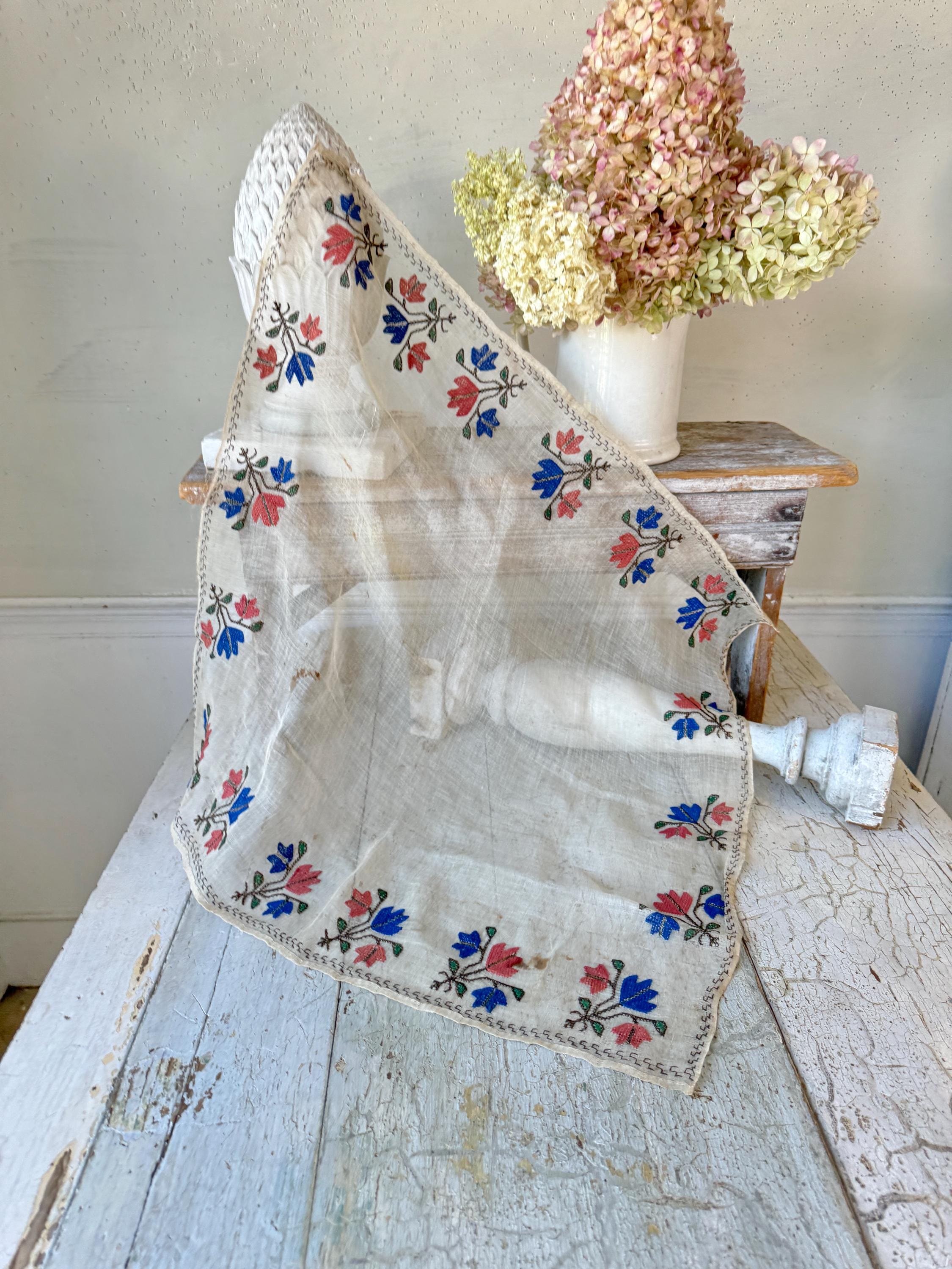 26x25 トルコの手刺繍タオル 織物 ベール ウェディング刺繍