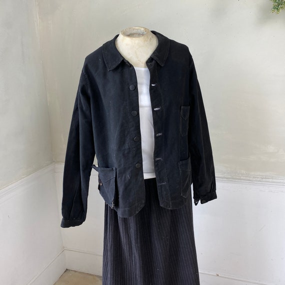 BLACK MEDIUM Vintage Jacket French Workwear Jack… - image 4