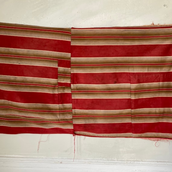 Antique French Fabric Ticking Striped Material Cotton 1910 Ticking