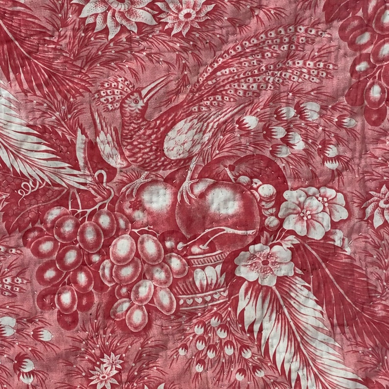 Antique French Toile Alsace Bedding Textile 1800 Pink Toile Etsy