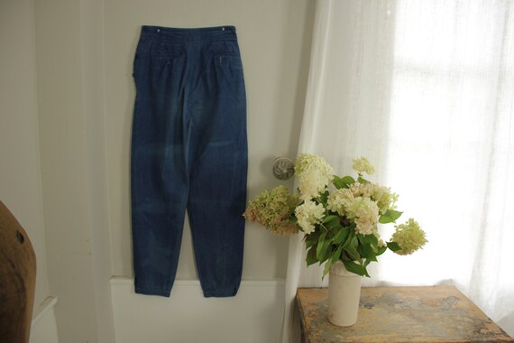 Pants Vintage French trousers 1920's blue cotton w