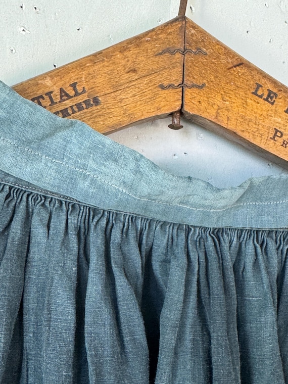 38 X 80 Antique Indigo Blue French Linen Smock Shirt Mid 1800s