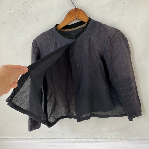 Black Cotton Bodice Sheer Cotton Bodice Victorian… - image 1