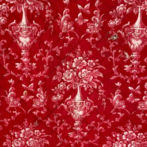 Chinoiseries GORGEOUS Valance pelmet Antique French floral fabric Quilted valance pelmet red white eco-friendly