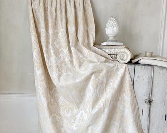 79x56 ( 2 avail) Vintage French Damask Curtain Cream Tone on Tone Neutral Chateau Chic Textile treatment modern farmhouse decor style white