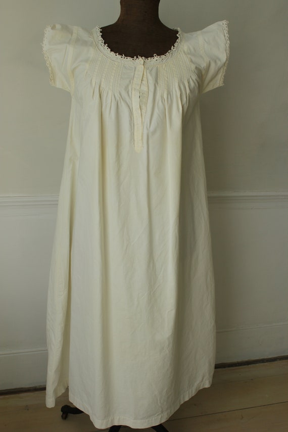 White French cotton night shirt nightgown c1900 s… - image 2
