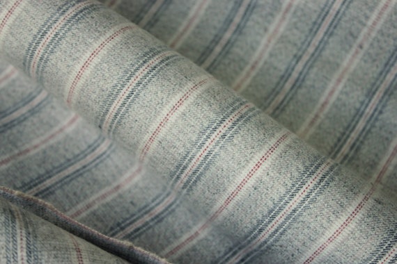 French Vintage fabric orange blue cotton UNUSED clothing shirting PER YARD