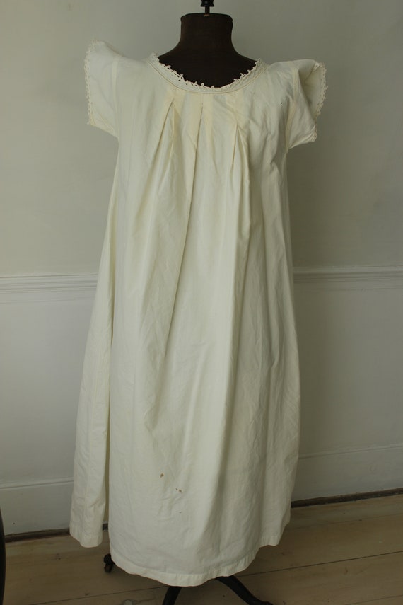 White French cotton night shirt nightgown c1900 s… - image 9