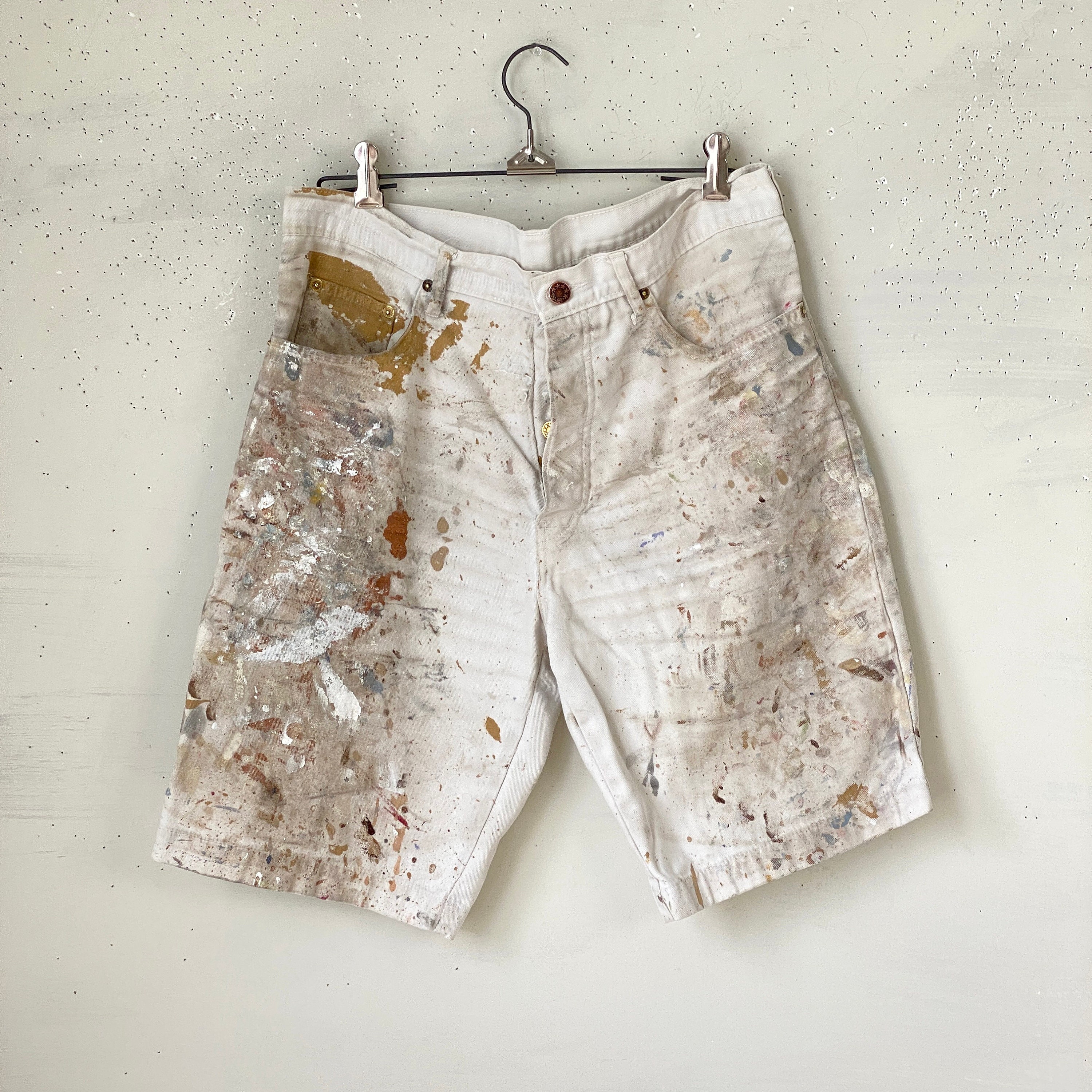 1960's 34 Inch Waist WHITE Cotton Denim Shorts Timeworn