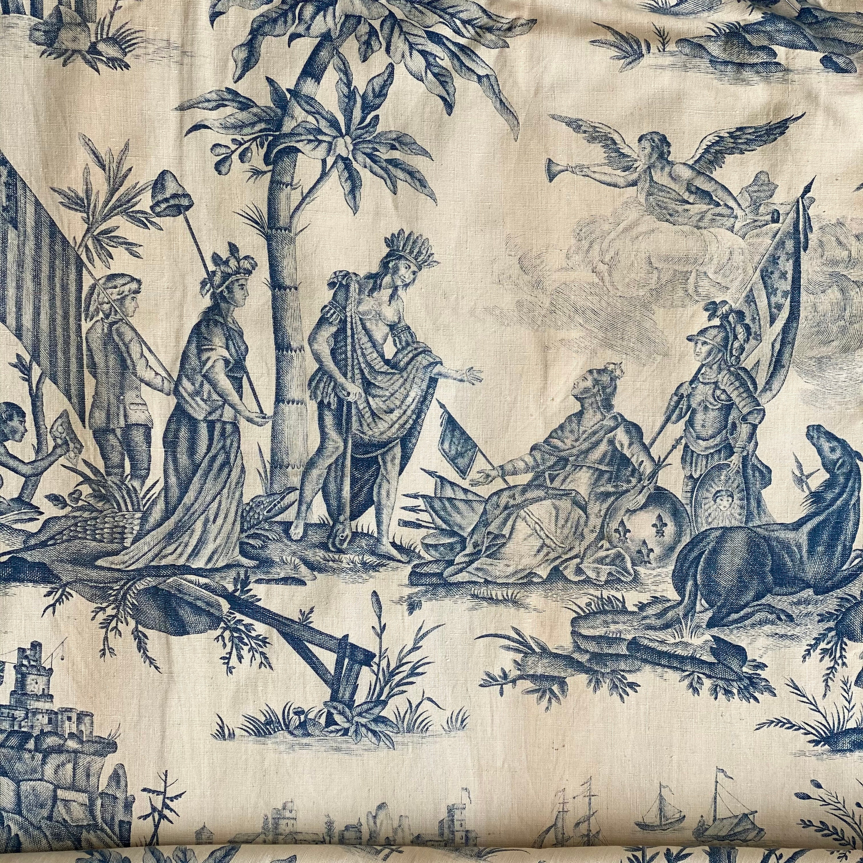 Historical Textile Antique Toile De Jouy Hommage De L' 