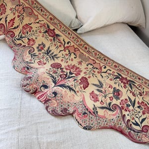 12.5 FEET French valance Palampore inspired 4 poster bed 1930&#39;s textiles wall art hanging printed farmhouse cottage vintage home decor