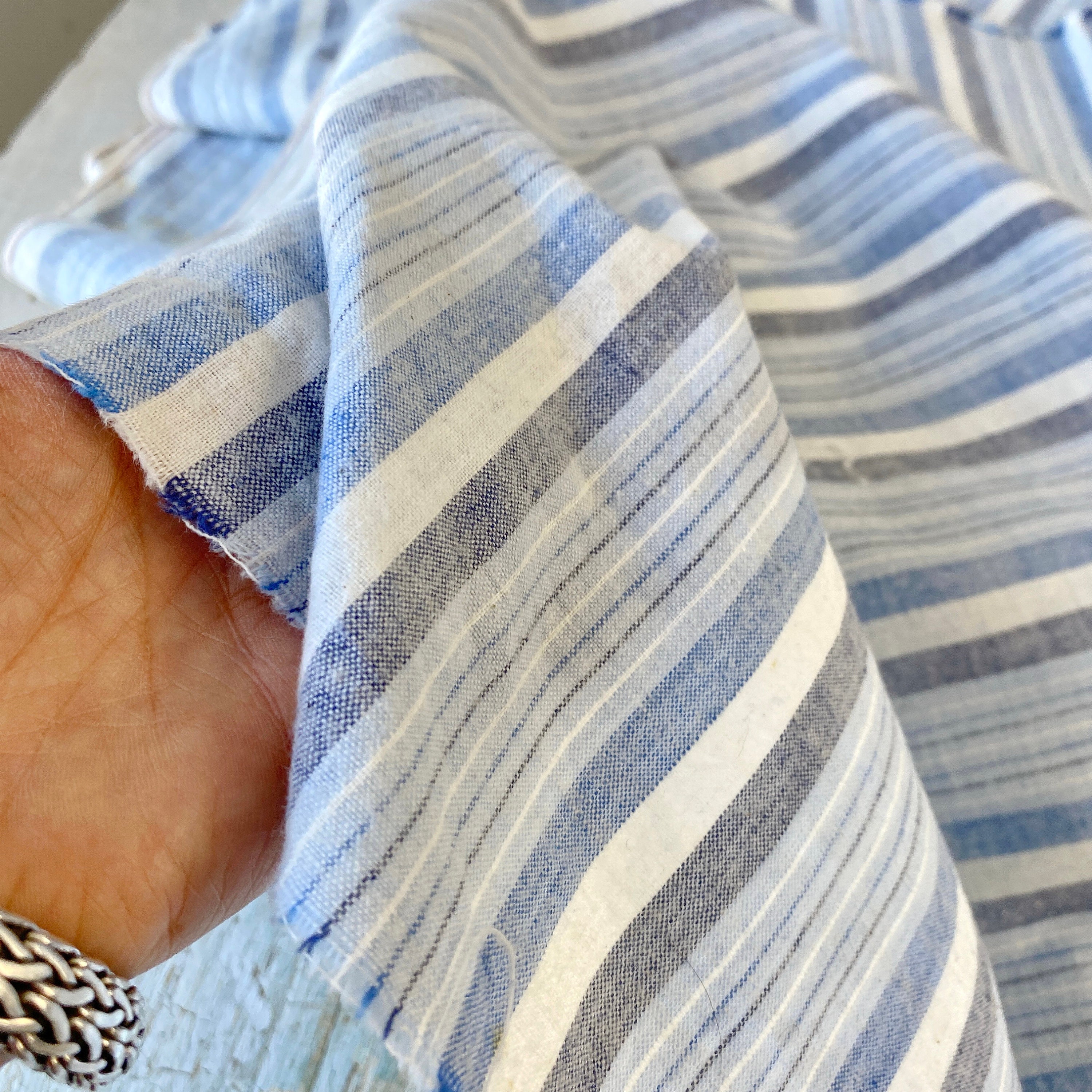 洋書　FRENCH TEXTILES SOFT Vintage French Striped Blue Brushed Cotton Pajama