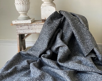 4.8 x 58 Tela de LANA PESADA gris francesa negra sin usar Material tejido para ropa de trabajo ANTIGUA Material para trajes de camisa Tienda departamental Boho steampunk