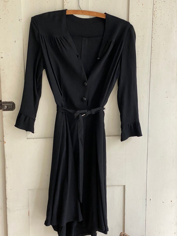 40's 1940's fashion French dress black rayon - image 5