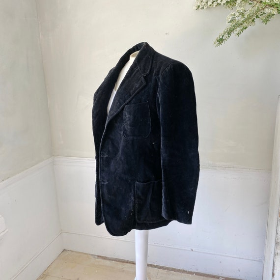 Vintage Black Corduroy Jacket French Workwear Bla… - image 6