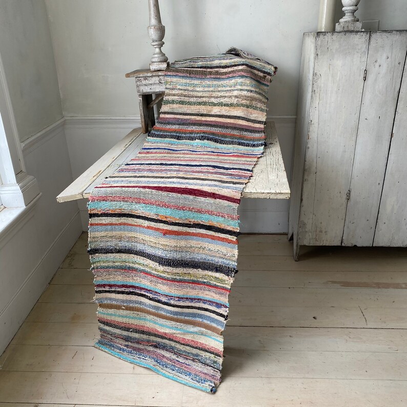 Vintage Rag Rug Stair Runner 2.5 Yards Inches Hand Woven Hall Etsy
