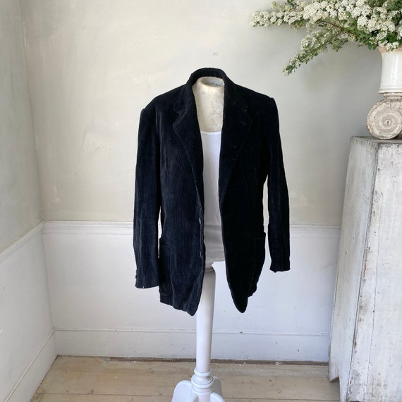 Vintage Black Corduroy Jacket French Workwear Bla… - image 2