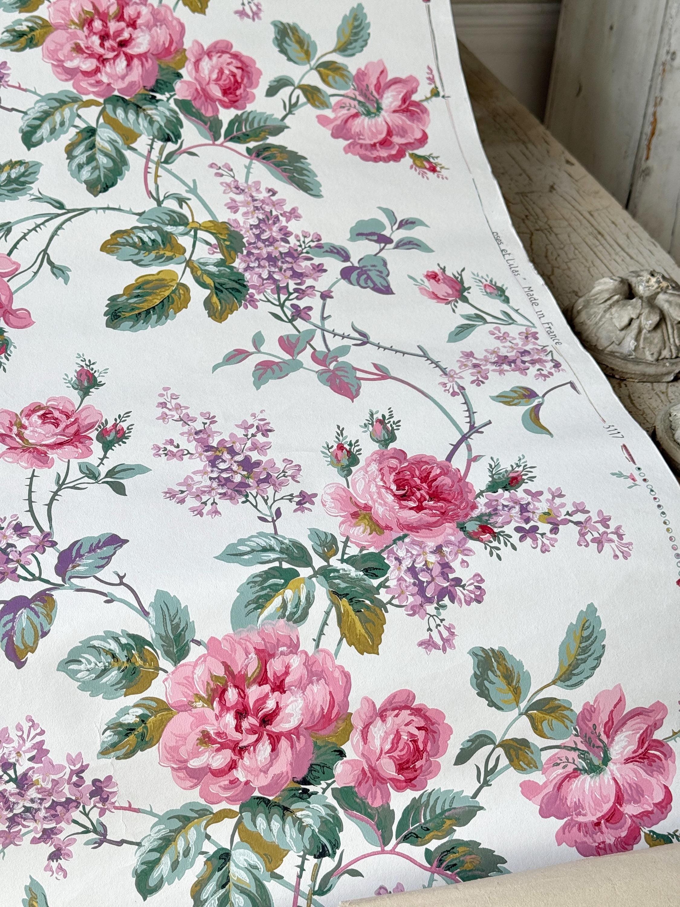 12.4 French Wallpaper Roll Roses Lilas Zuber Cole & Son 1950s Pink