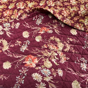 77 X 68 PERFECT condition Quilt Antique 2 PATTERNS DOUBLE sided red art Nouveau Quilt for Queen Full size bedding eco-friendly