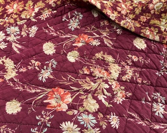 77 X 68 PERFECT condition Quilt Antique 2 PATTERNS DOUBLE sided red art Nouveau Quilt for Queen Full size bedding eco-friendly