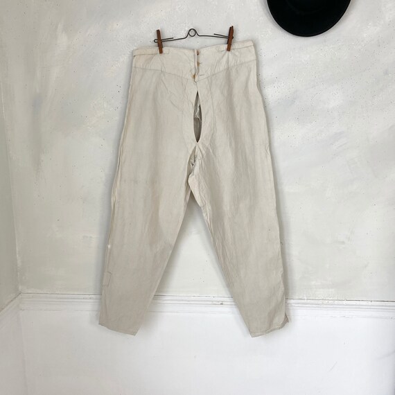 White Linen Cotton Pants Military Work wear Workw… - image 4