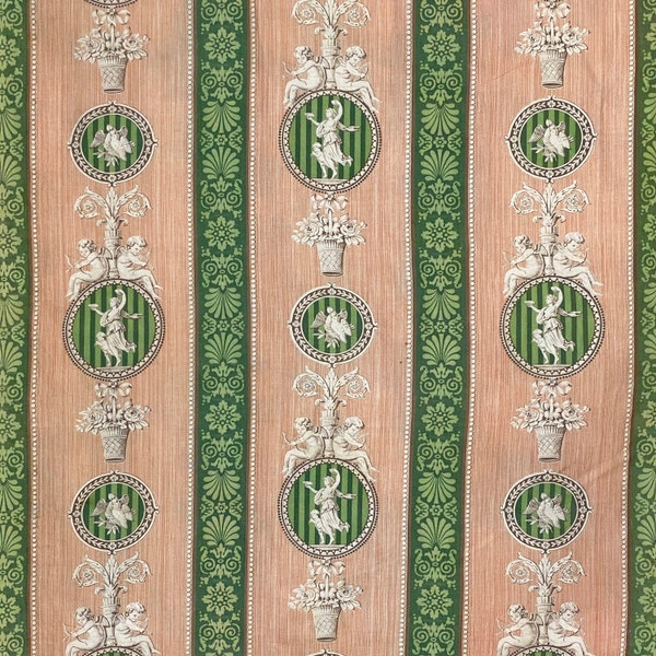 Toile de jouy vert antique, matériau pour oreiller en coton, parure de fenêtre unique