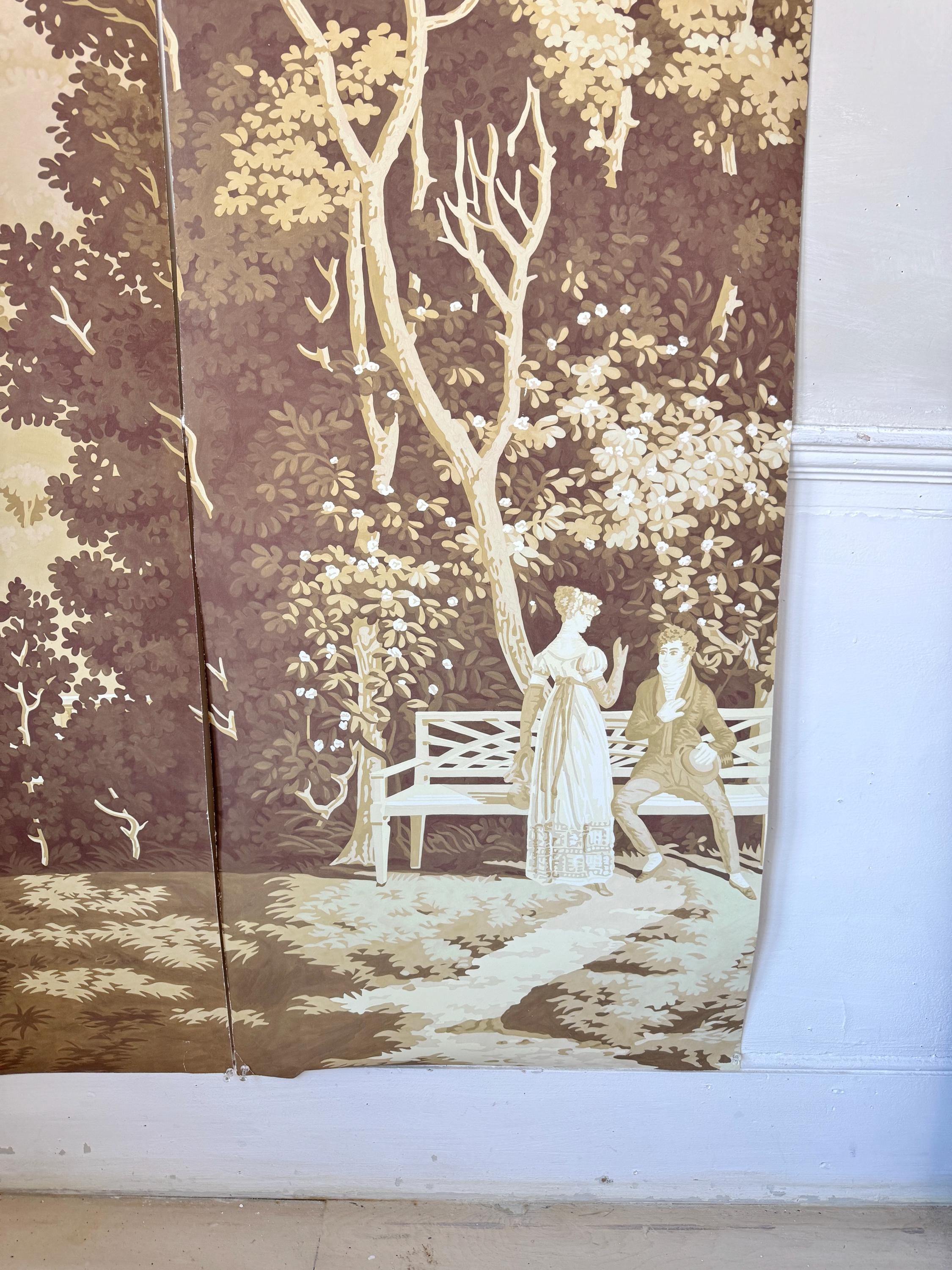 70x38 Antique French Zuber Wallpaper Panels Les Jardins Français