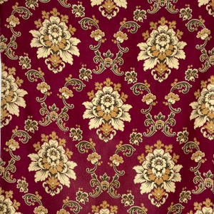 Antique burgundy and white French fabric Art Nouveau design material floral print printed design fabric Textile TrunkUnique window treatment