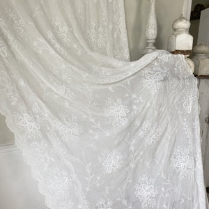45 x 135 Antique Tambour white lace textiles 18th century hand worked handmade The Textile Trunk Vintage collectors item eco-friendly