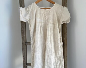 HB  monogram Antique French Chemise Linen Night Shirt Primitive Undergarment Folk Clothing Rustic Home Decor Textile Study Display Vintage