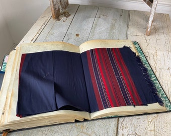 SCARF Pattern Sample book antique French woven fabric document Historical album catalogue plaid check stripe Swatch Museum worthy textiles