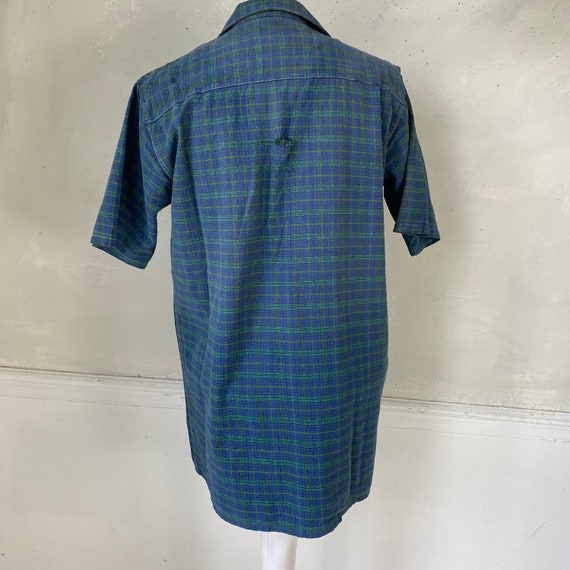 Plaid work wear Short Sleeve French Plaid shirt C… - image 6