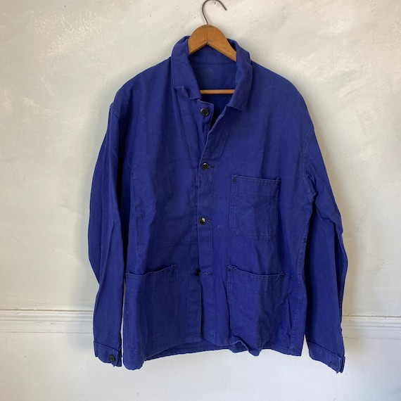 Vintage Jacket French Workwear Blue Jacket Faded … - image 3