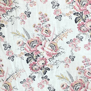 Faded floral  French country interior curtain drape  textile from The Textile TrunkUnique window treatment boho shabby decor eco-friendly
