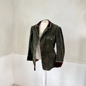 Vintage Woman&#39;s hunting jacket coat Vintage Corduroy workwear antique fashion clothing clothes  France country farmhouse shabby wall hanging