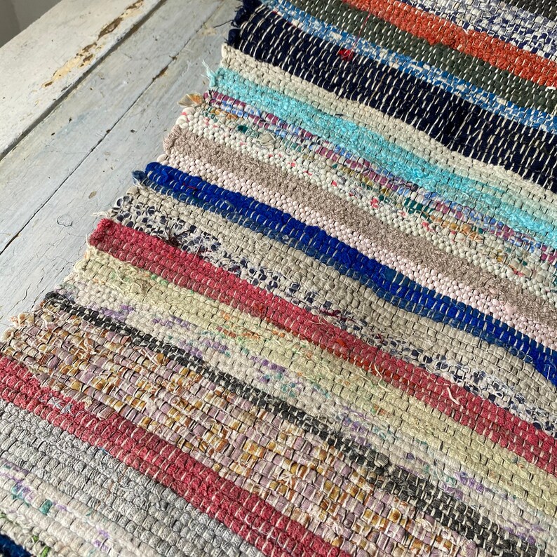 Vintage Rag Rug Stair Runner 2.5 Yards Inches Hand Woven Hall Etsy