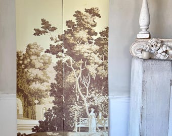 70x38 Antique French Zuber Wallpaper Panels Les Jardins Français