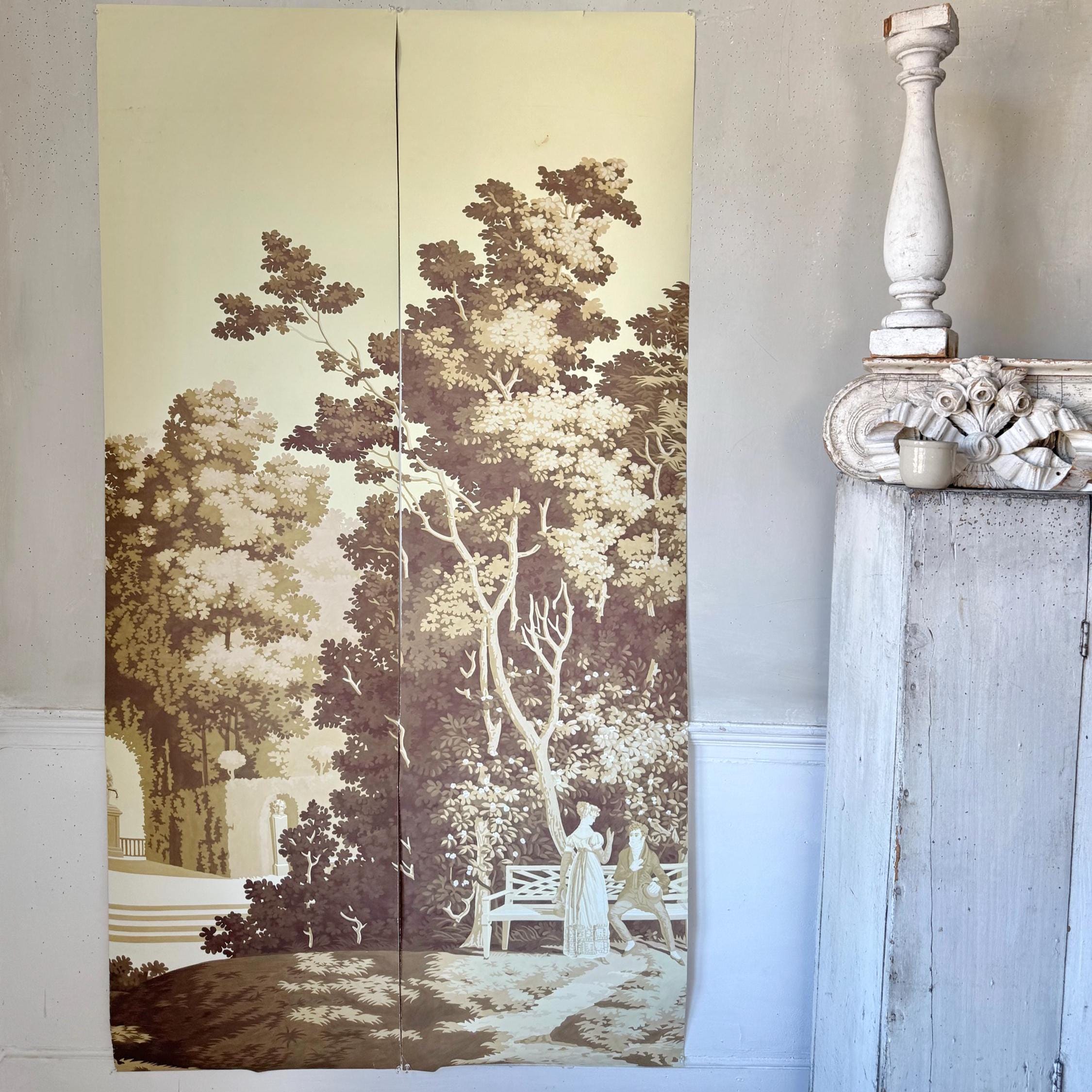 70x38 Antique French Zuber Wallpaper Panels Les Jardins Français