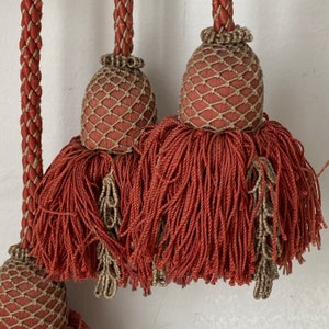 Juego de 2 alzapaños para cortinas de color rojo rosado ~ siglo XIX Tratamiento de ventana exclusivo y ecológico